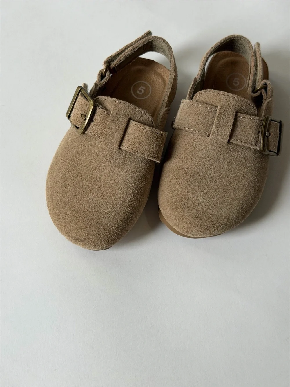 Cat & Jack Kids Suede Buckle Clog Sandals in Tan